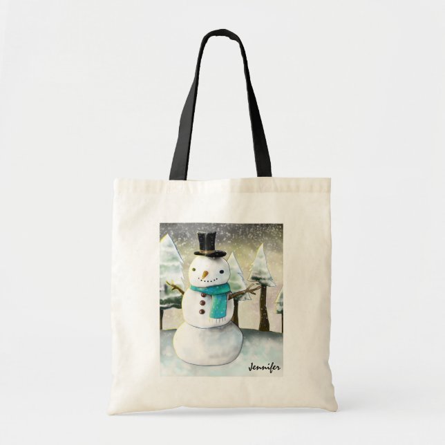 Tote Bag Whimsman de neige en Dessin de Noël d'hiver (Devant)