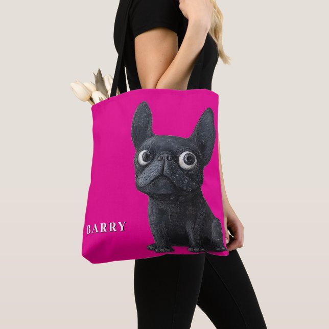 Tote Bag Whimssic Black Frenchie Mustard Yellow Dog Fourre- (De près)