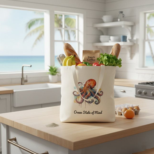 Tote Bag Whimsy océanique : pieuvre colorée (Créateur téléchargé)