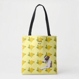 Tote Bag Whippet et roses jaunes [Med]