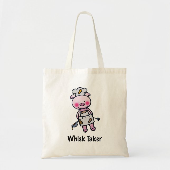 Tote Bag Whisk Taker Pig - Drôle Chef Design (Devant)