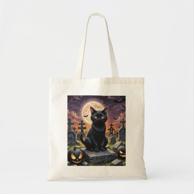 Tote Bag Whiskers of the Witching Hour - Chat noir (Devant)