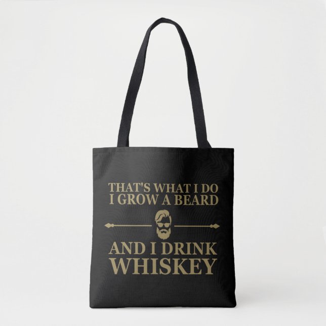Tote Bag Whiskey cite avec de drôles de mots barbus (Devant)