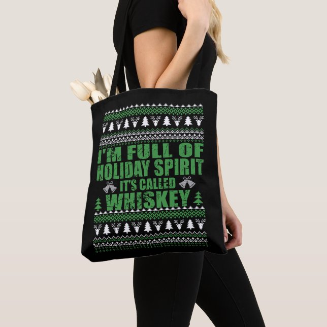 Tote Bag Whiskey est mon esprit drôle et moche pull de Noël (De près)