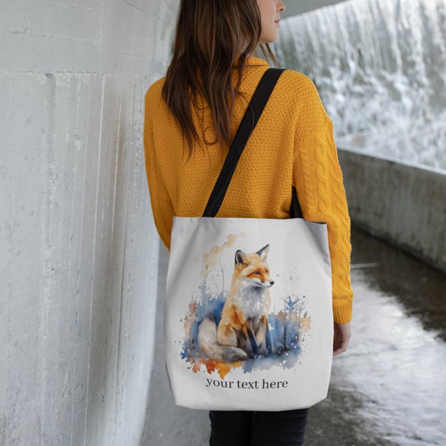 Tote Bag Whispers of the Wild Fox in Watercolor, personnali (Créateur téléchargé)