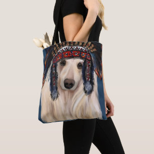 Tote Bag White Afghan Hound