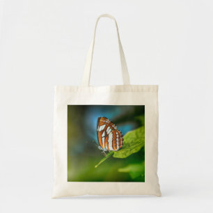 Tote Bag White and Orange Striped Butterfly