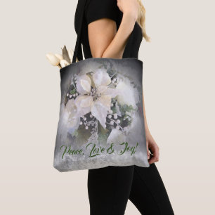 Tote Bag White Christmas Poinsettia Fourre-tout