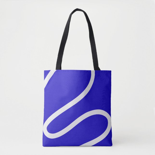 Tote Bag – White Lines on Blue (Devant)