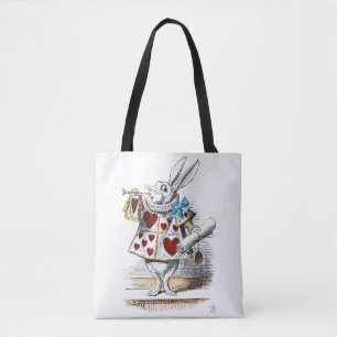 Tote Bag White Rabbit Alice Wonderland Hearts Fourre-tout