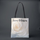 Tote Bag White rose abstract flower painting<br><div class="desc">White rose abstract flower painting
    wedding veil ,  white abstract background ,  white roses pattern background ,  white roses pattern watercolor background ,  
    aesthetic background ,  white rose ,   white ,  white rose flowers</div>