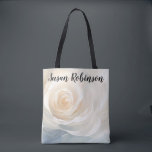 Tote Bag White rose abstract flower painting<br><div class="desc">White rose abstract flower painting
    wedding veil ,  white abstract background ,  white roses pattern background ,  white roses pattern watercolor background ,  
    aesthetic background ,  white rose ,   white ,  white rose flowers</div>
