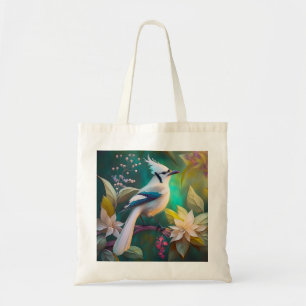Tote Bag White Tufé Turquoise Wing Jay Imaginaire Bird