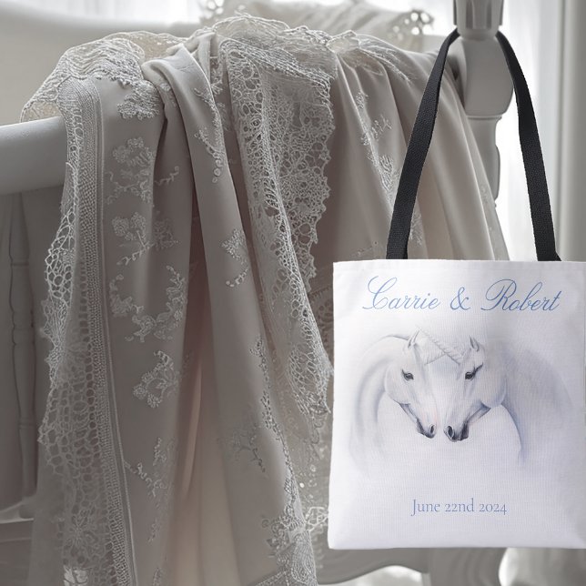 Tote Bag White Unicorns Love couple (Créateur téléchargé)