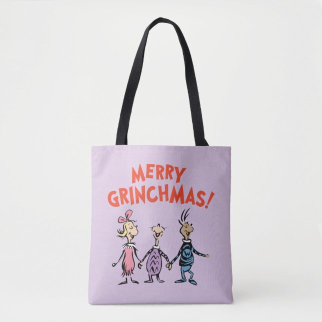 Tote Bag Whos Holding Hands Merry Grinchmas (Devant)