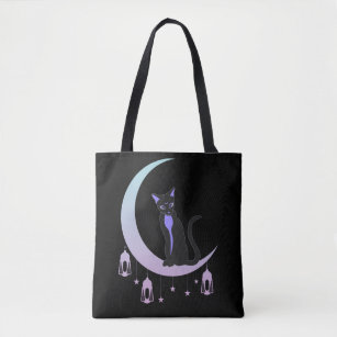 Tote Bag Wicca Crescent Lune Chat Mystique Pastel Goth