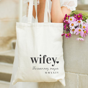 Tote Bag WIFEY   Nouvelle Mme personnalisée