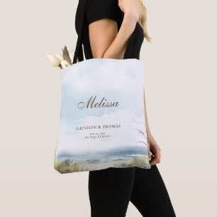 Tote Bag Wild Beach Fence Ocean Grass Chic Mariage élégant