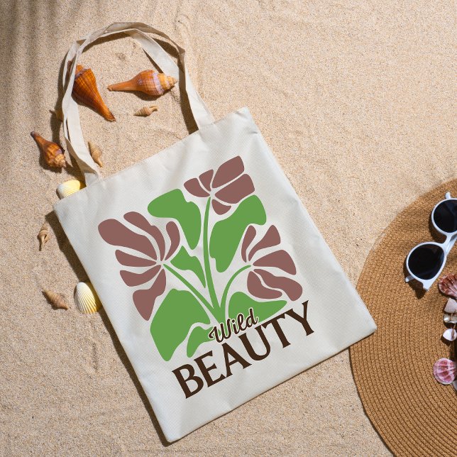Tote Bag Wild Beauty Brown Floral Boho Elegant Grocery (Créateur téléchargé)