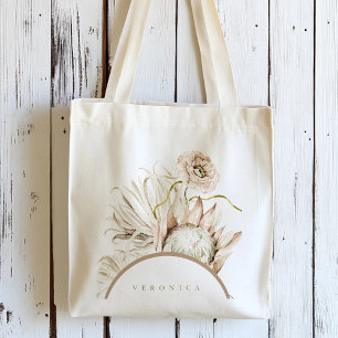 Tote Bag Wild Boho Protea Pampas Grass Floral Personnalisé