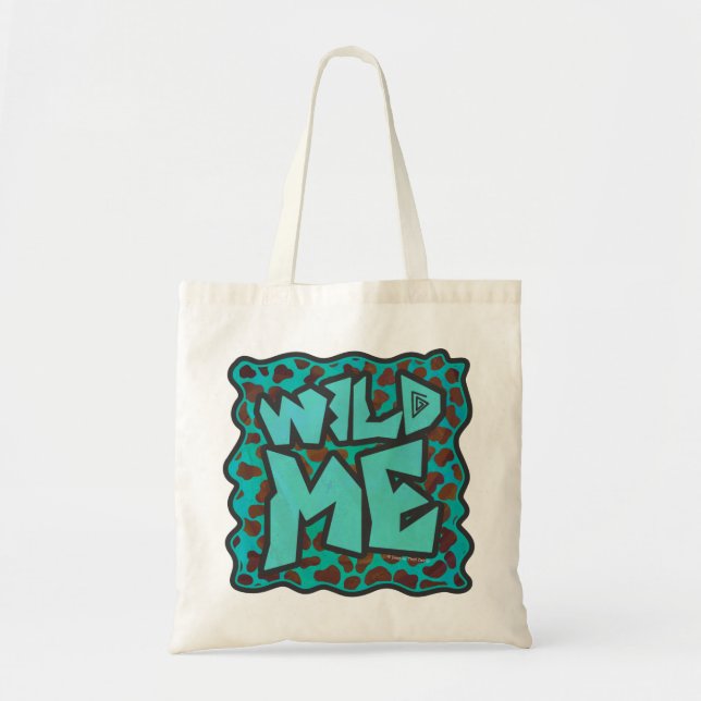 Tote Bag Wild me Dalmatien Conception Brown et Turquoise (Devant)