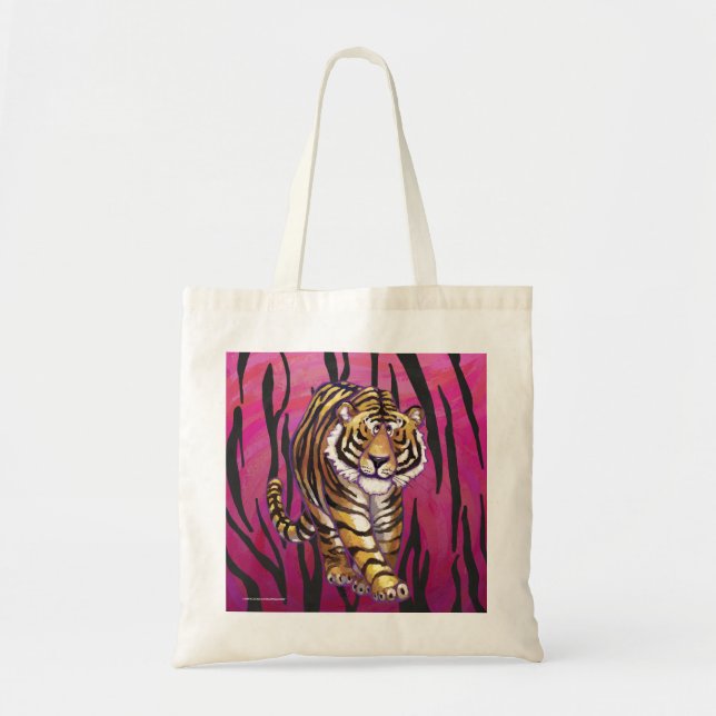 Tote Bag Wild Me Tiger noir et rose (Devant)
