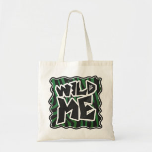 Tote Bag Wild Me vert et noir zèbre modèle
