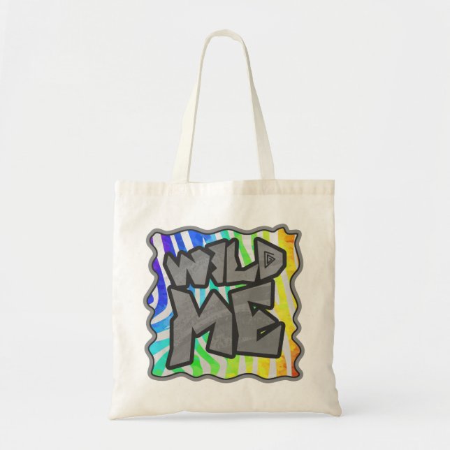 Tote Bag Wild Me Zebra Rainbow et White Print (Devant)