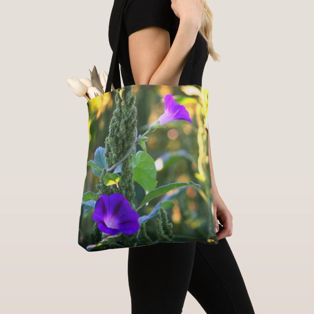 Tote Bag Wild Purple Morning Glory Flowers  (De près)