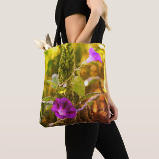 Tote Bag Wild Purple Morning Glory Flowers Abstract 