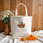 Tote Bag Wild West Country Western Floral Wagon Baby shower<br><div class="desc">Ces charmants sacs fourre-tout s'ajoutent parfaitement à votre baby shower à thème occidental, alliant élégance rustique et art délicat. Au coeur de ce design se trouve notre magnifique chariot occidental à bébé peint à la main. Chaque détail est minutieusement mis en valeur pour évoquer le charme et la nostalgie du...</div>