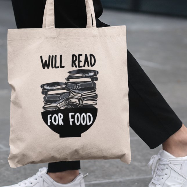 Tote Bag Will Read for Food Funny Bookworm Librarian Gift (Shop now and share your enthusiasm for books!)