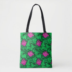 Tote Bag William Morris Anemone, Emerald Green et Fuchsia