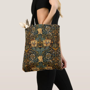 Tote Bag William Morris Antique Honeysuckle Motif Floral