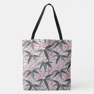 Tote Bag William Morris Bamboo Imprimer, gris et blanc