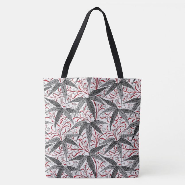 Tote Bag William Morris Bamboo Imprimer, gris et blanc (Devant)