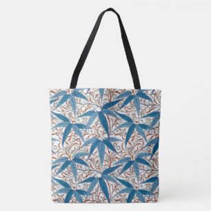 Tote Bag William Morris Bamboo Print, Denim Blue & White