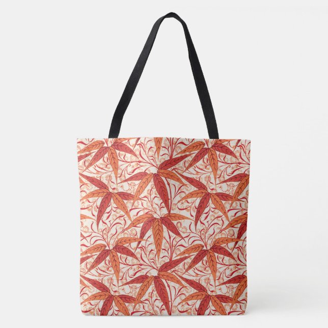 Tote Bag William Morris Bamboo Print, Mandarin Orange (Devant)