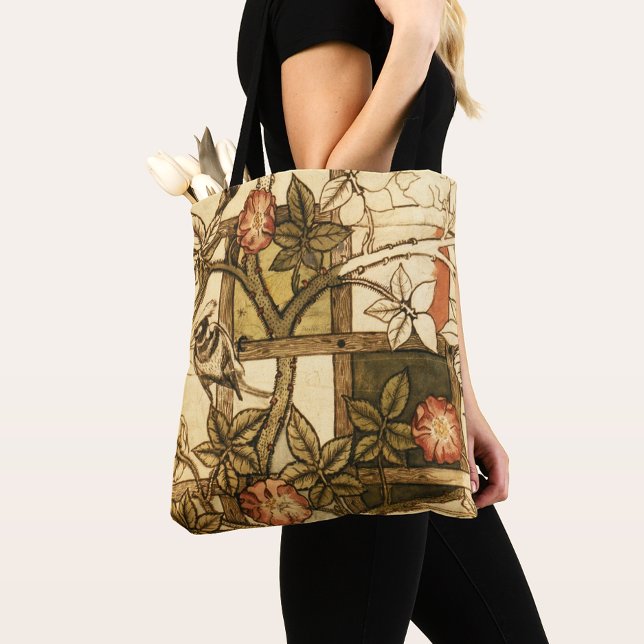 Tote Bag William Morris Bird sur Trellis, Tons de Terre Mut (Créateur téléchargé)