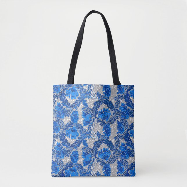 Tote Bag William Morris Floral, Sapphire Blue et Grey (Devant)