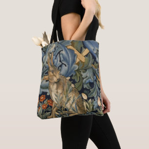 Tote Bag William Morris Forest Rabbit Floral Art Nouveau