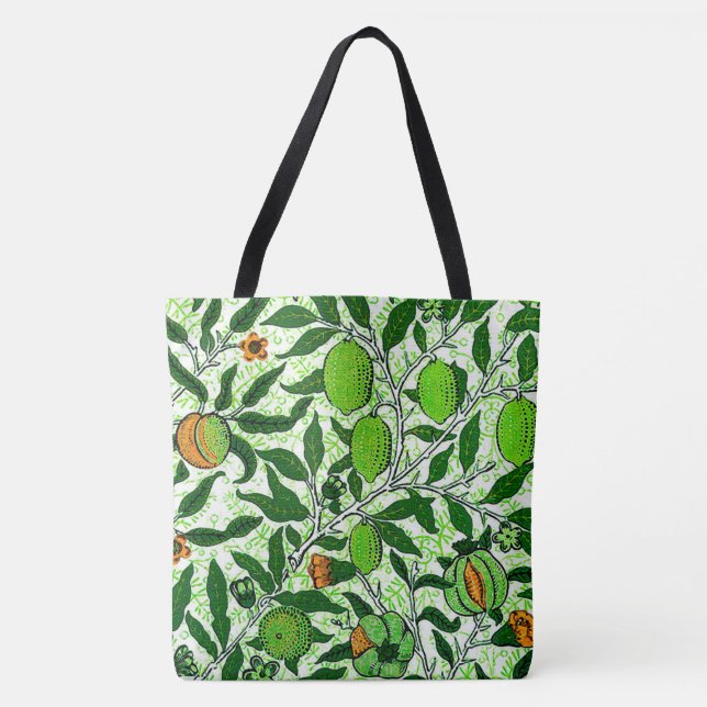 Tote Bag William Morris Fruit exotique, Vert citron vert (Devant)