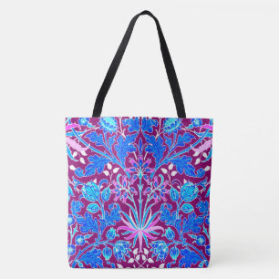 Tote Bag William Morris Hyacinth Imprimer, Aqua et Purple