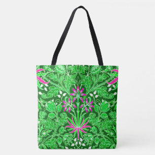 Tote Bag William Morris Hyacinth Imprimer, Lime Green
