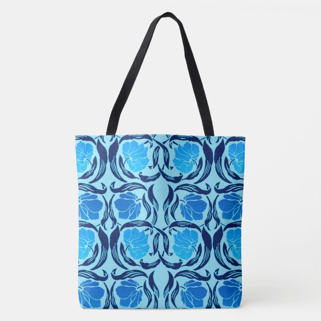 Tote Bag William Morris Pimpernel, Denim & Bleu clair (Devant)