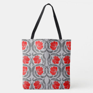 Tote Bag William Morris Pimpernel, Silver Grey et Red