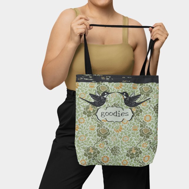 Tote Bag William Morris Style Floral Colibri (Créateur téléchargé)