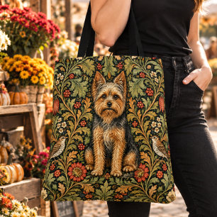 Tote Bag William Morris Yorkshire Terrier Floral Vintage