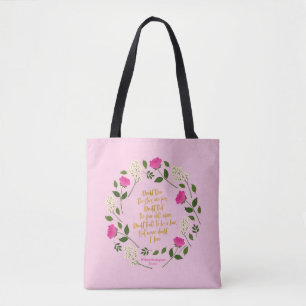 Tote Bag William Shakespeare, Floral rose et violet