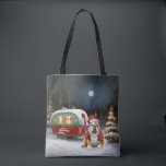 Tote Bag Winter Bulldog Caravan Christmas Adventure<br><div class="desc">Laissez-vous tenter par la magie d'une nuit d'hiver enneigée alors qu'une caravane glisse gracieusement à travers le paysage illuminé par la lune. La beauté sereine de la neige scintillante et l'éclat enchanteur de la lune créent une scène captivante, promettant une aventure de Noël inoubliable remplie de chaleur, de joie et...</div>